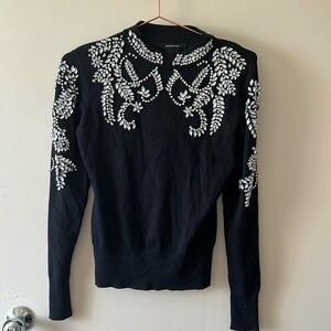 Holiday long sleeve top w/ sewn on embellishments